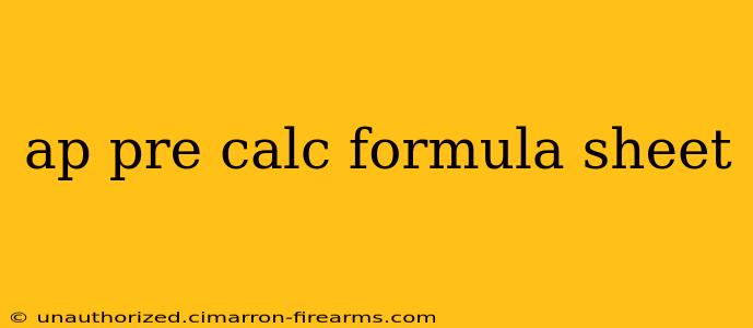 ap pre calc formula sheet