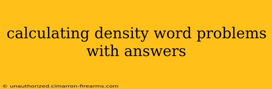 calculating density word problems with answers