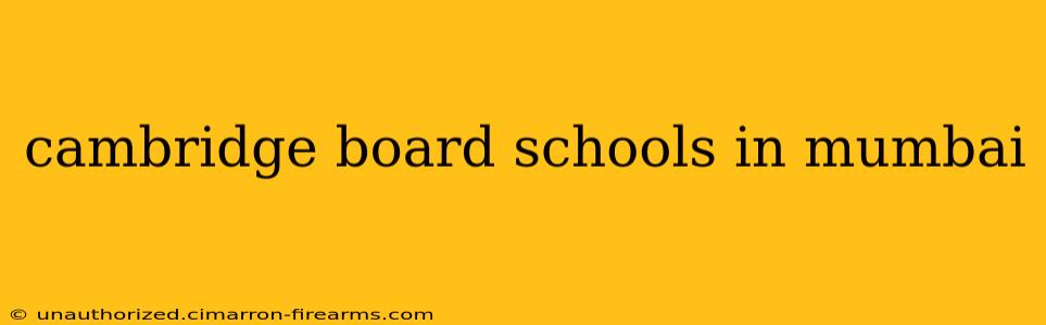 cambridge board schools in mumbai