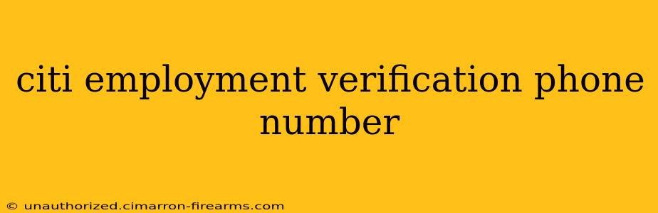 citi employment verification phone number