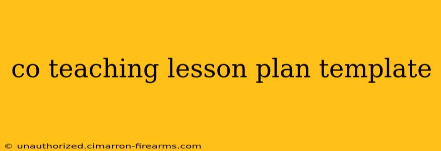 co teaching lesson plan template