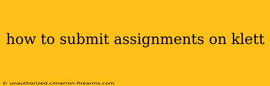 how to submit assignments on klett