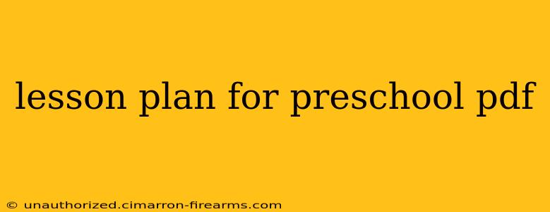 lesson plan for preschool pdf