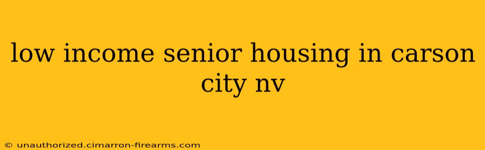 low income senior housing in carson city nv