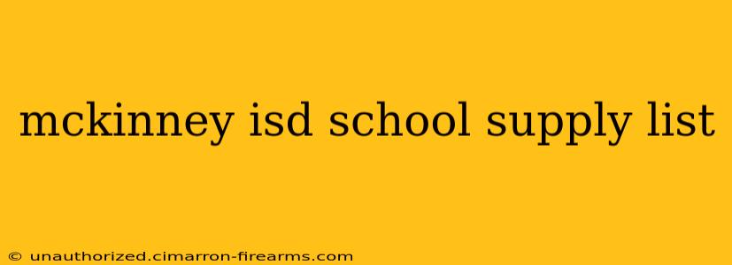 mckinney isd school supply list