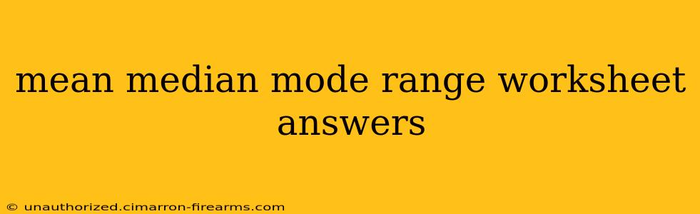 mean median mode range worksheet answers