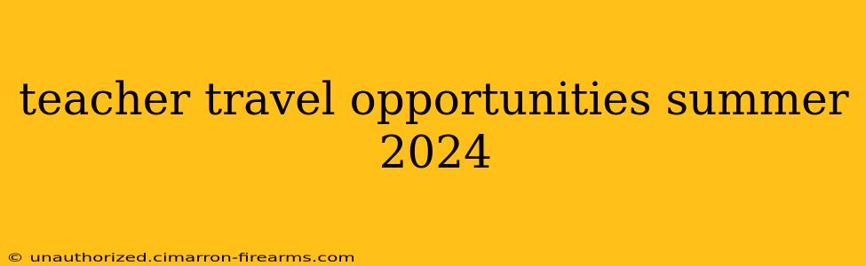 teacher travel opportunities summer 2024