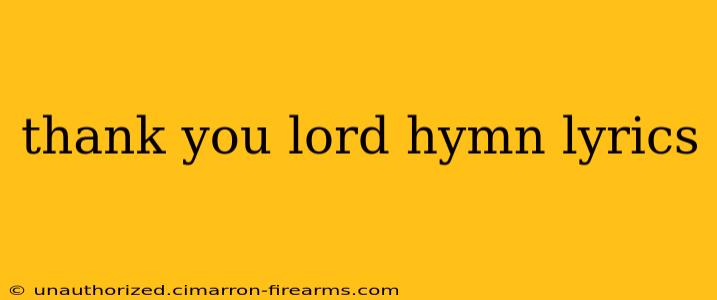 thank you lord hymn lyrics