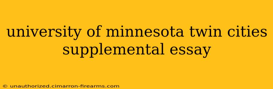 university of minnesota twin cities supplemental essay